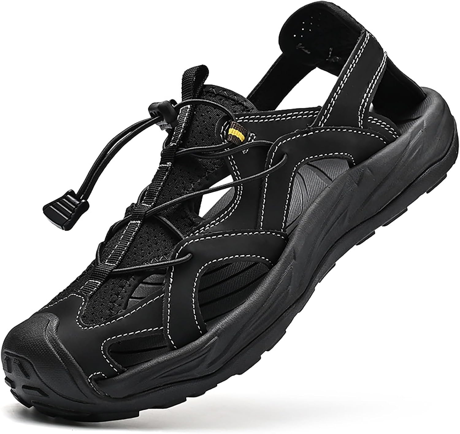 

Мужские походные сандалии для улицы с закрытым носком, с вентиляцией, комфортной поддержкой свода стопы, спортивные сандалии, летние легкие для трекинга, прогулок, повседневного использования, пляжа и воды Qeosnbx, черный