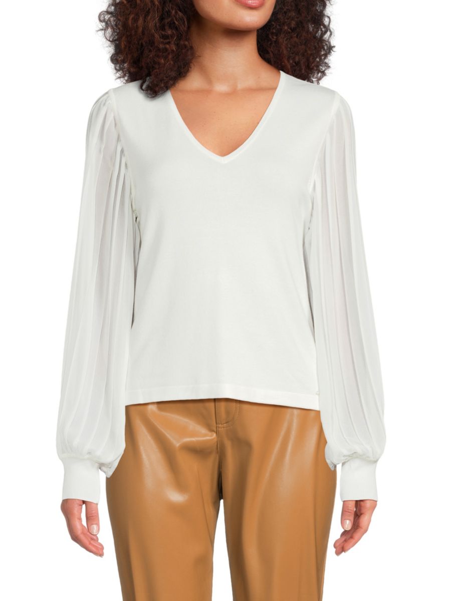 

Топ с плиссированными рукавами Calvin Klein, кремовый