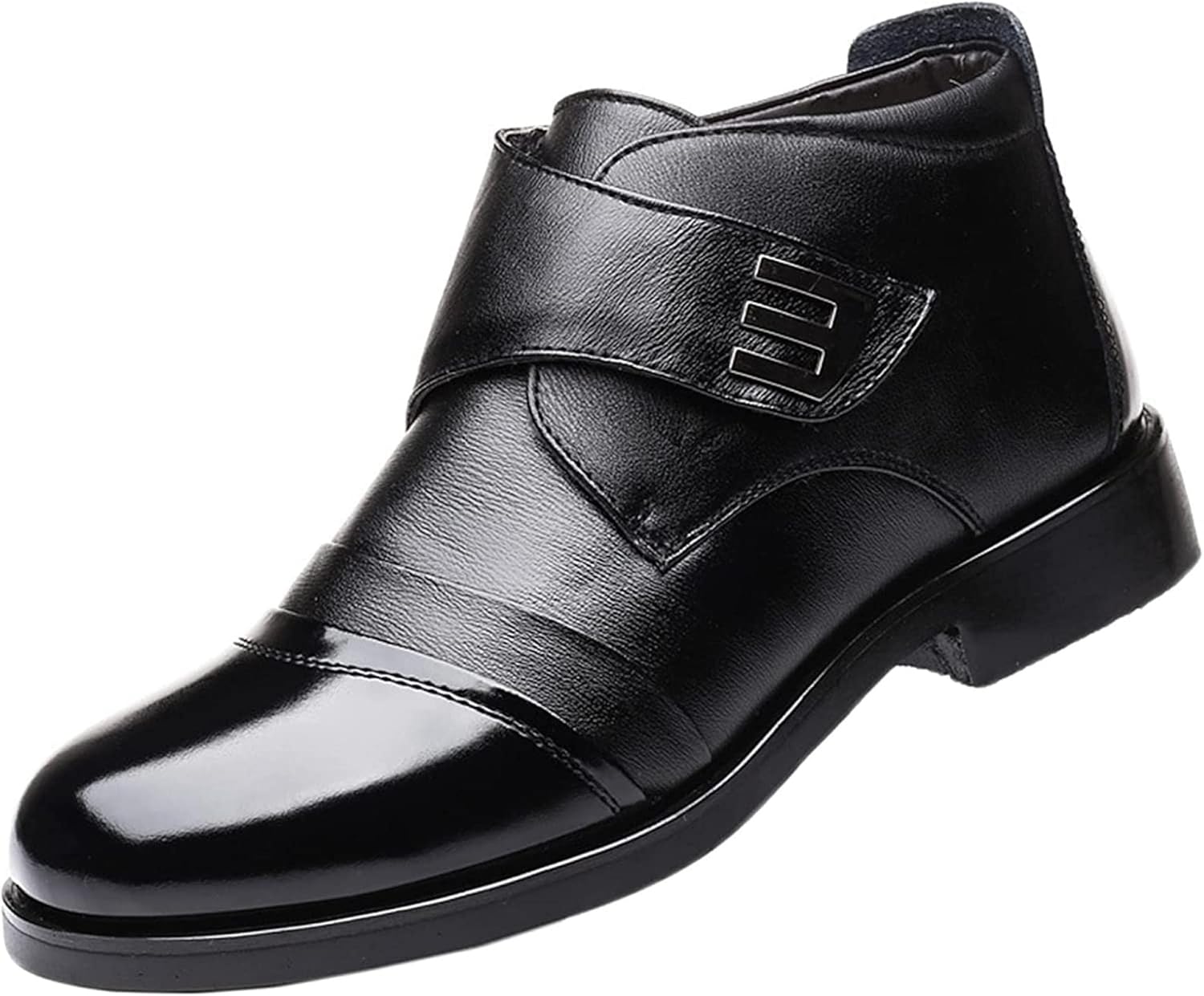 

Мужские короткие ботинки Yiozoi, утепленные плюшем, для улицы, противоскользящие, с круглым носком, повседневные кожаные ботинки на щиколотку, нескользящие, черный