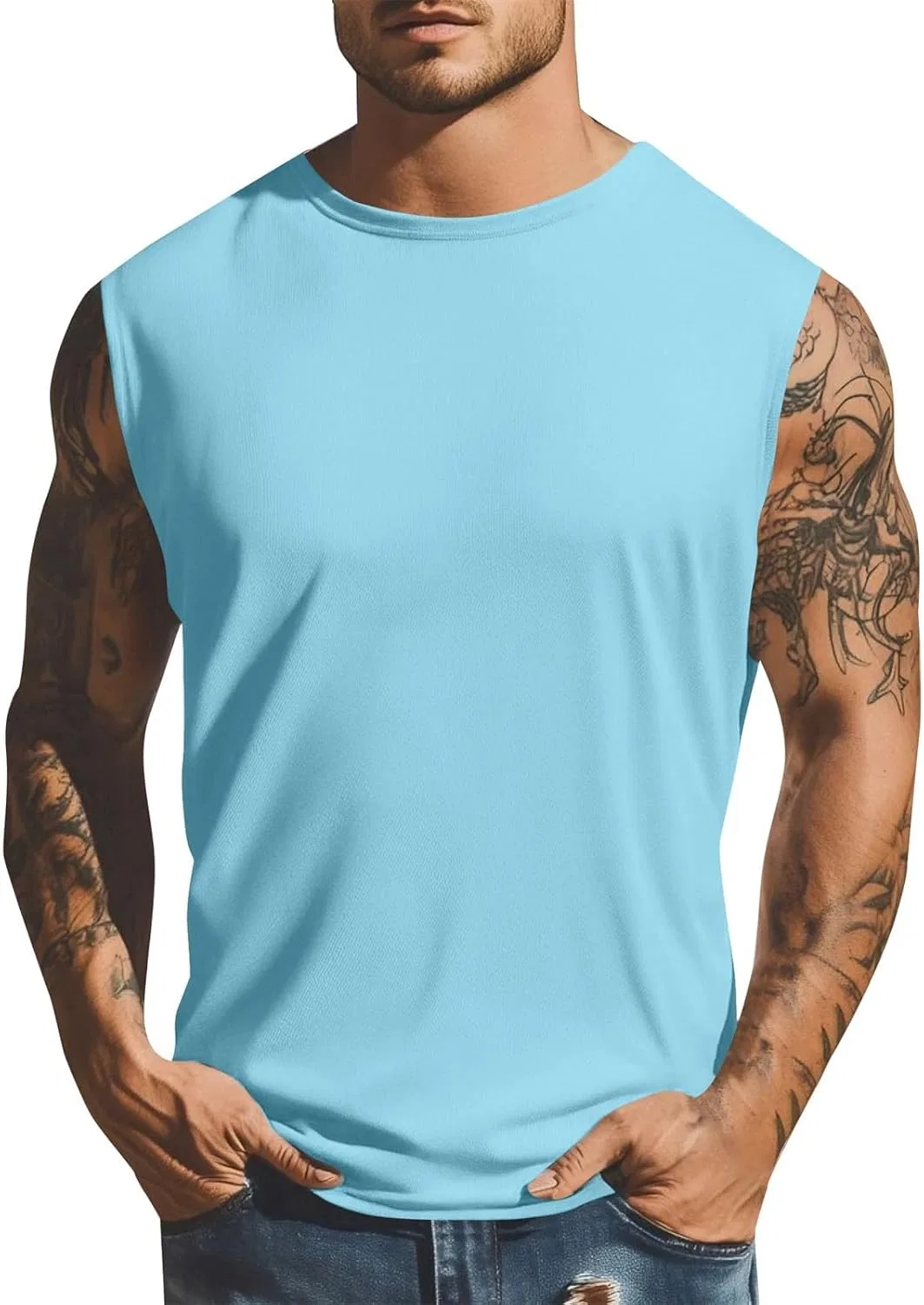 Мужской топ-сетка Athletic Sleeveless, Light Blue