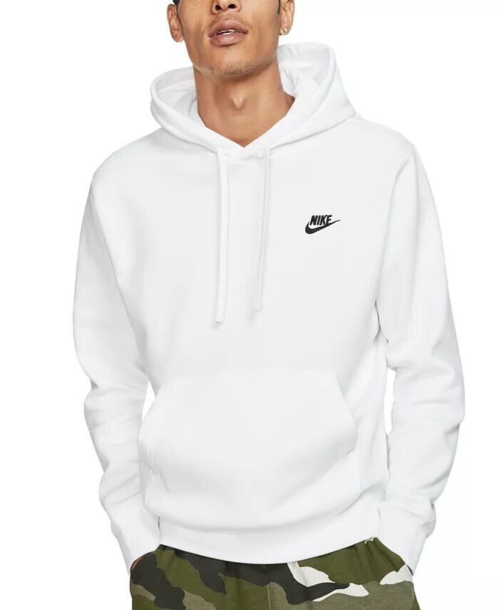 

Мужской спортивный клубный флисовый пуловер с капюшоном Nike, белый
