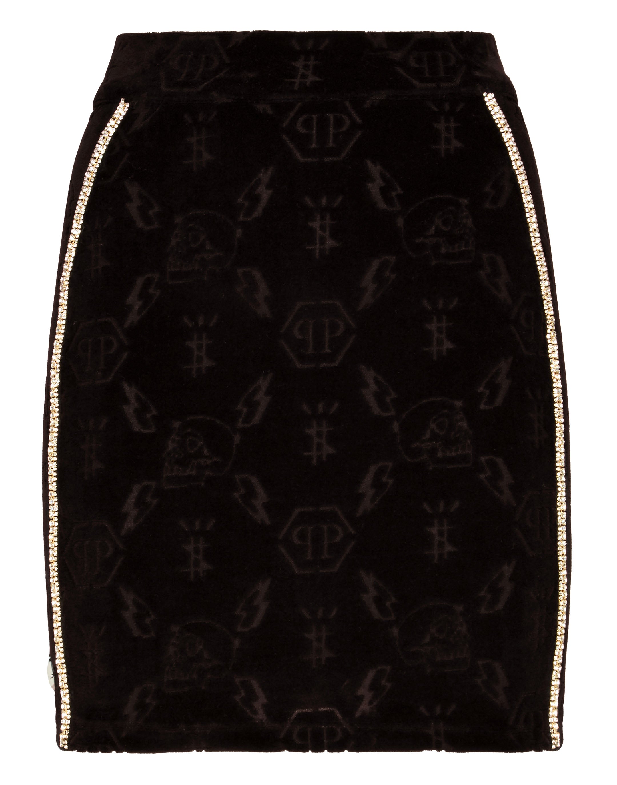 

Короткая юбка с монограммой PHILIPP PLEIN, черный