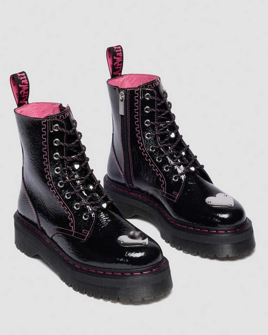 Ботинки на платформе из лакированной кожи с эффектом потертости Jadon Dr Martens, черный — фото 4