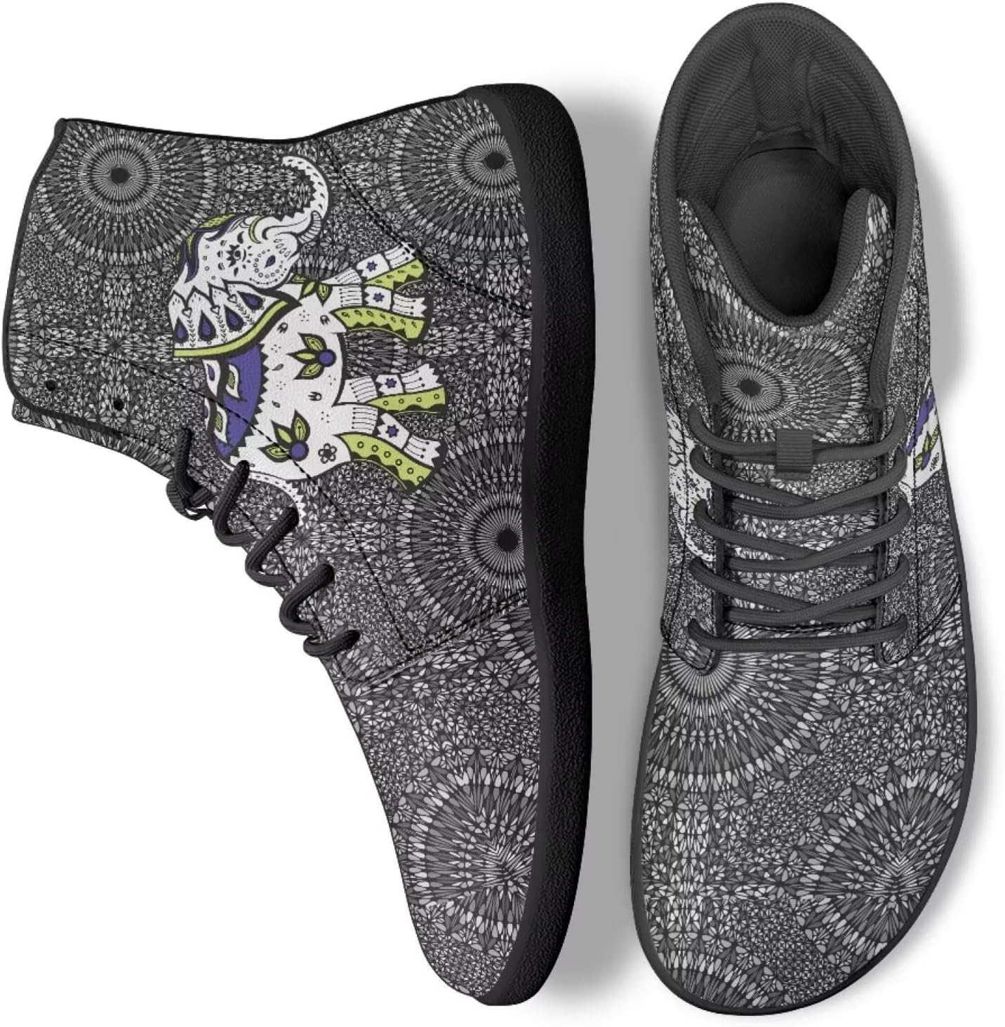 

Женские бохо кроссовки с мандалой и цветочным узором, дышащие, высокие, для ходьбы, офиса и путешествий Ecaestolph, черный
