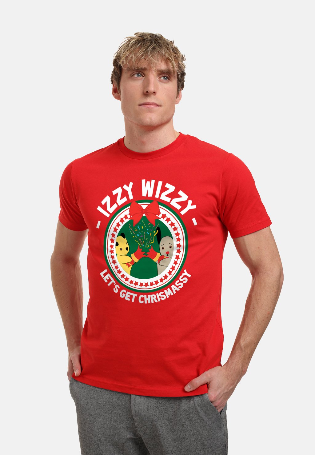 

Футболка с принтом SOOTY CHRISTMAS IZZY WIZZY LETS GET CHRISMASSY Henry Tiger, красный