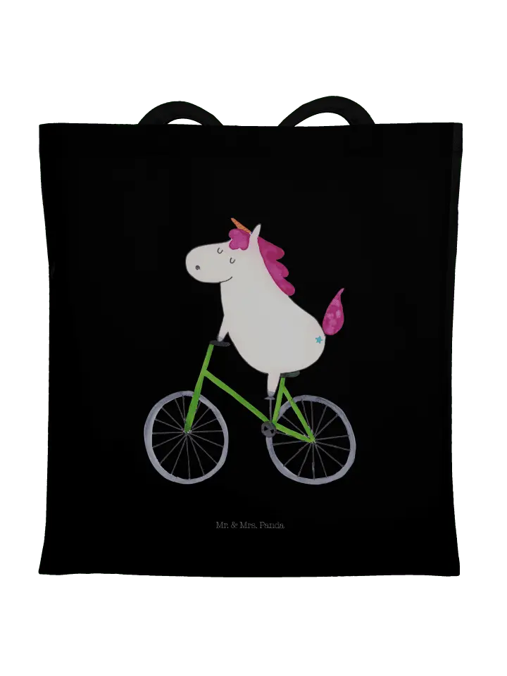 

Сумка для переноски Mr & Mrs Panda Einhorn Radfahrer ohne Spruch, черный