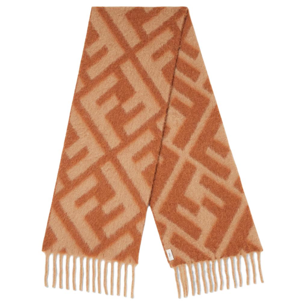 

Шарф Jacquard с бахромой FENDI, коричневый