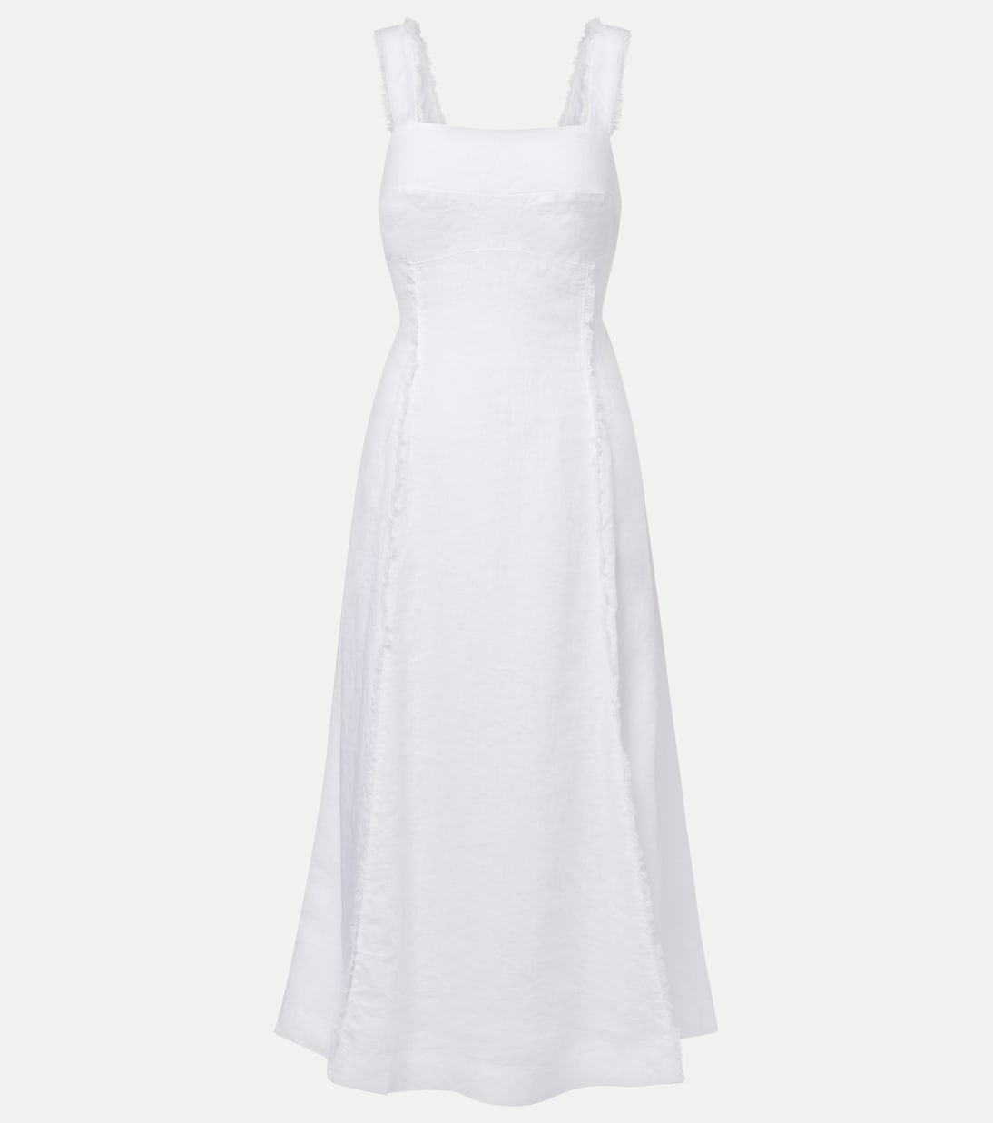 

Платье миди из льна с бахромой Pampelonne Heidi Klein, Wht-Wht