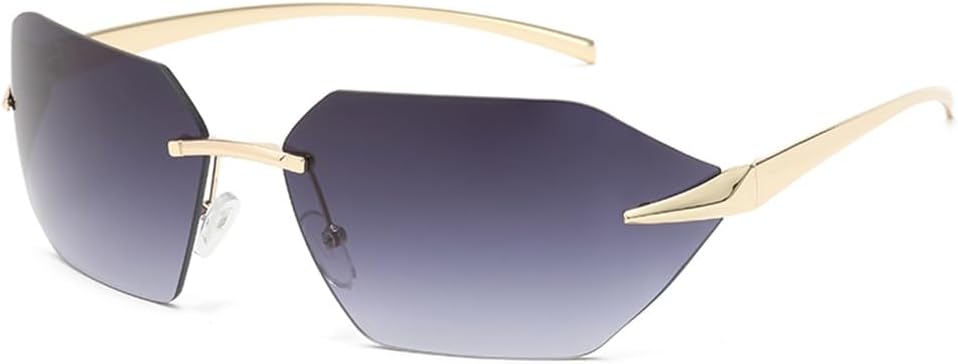 

Мужские солнцезащитные очки Polygon для велоспорта, модные спортивные очки без оправы с защитой от УФ-излучения UV400, женские трендовые металлические солнцезащитные очки KTUCN, Gold Grey