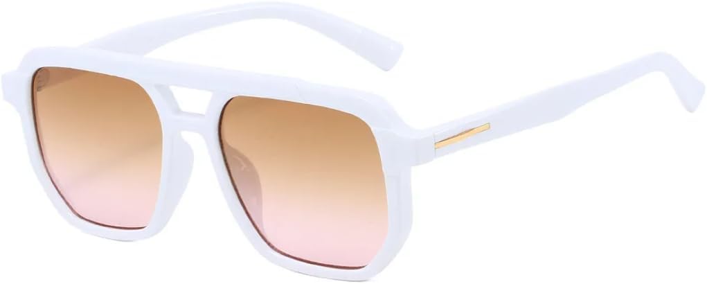 

Солнцезащитные очки для мужчин и женщин - защита UV400 - двухцветная градиентная оправа с двойным лучом для занятий спортом на открытом воздухе и вождения DSVIGF, White Brown