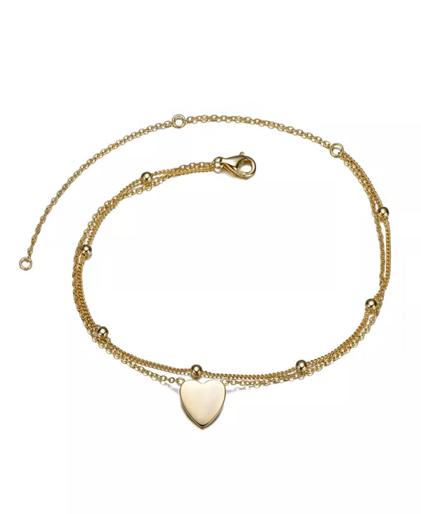 

Браслет на ногу с двухслойной цепочкой в форме кованого сердечка, покрытый золотом 14 карат, регулируемая длина Gigigirl, gold