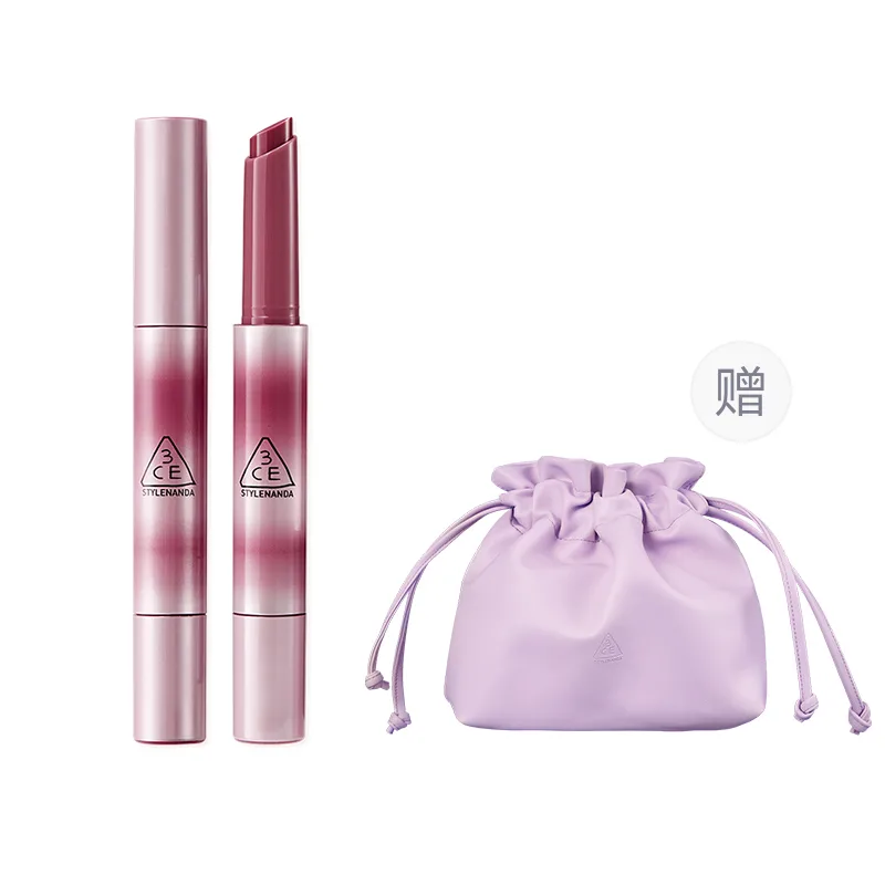 3CE Помада-блеск Fusion Glow Lip Freeze Fine Tube, глянцевая, легко растушевывается, 1,7 г, подарок на день рождения, #COLDEST「Plum Sauce」+Pack