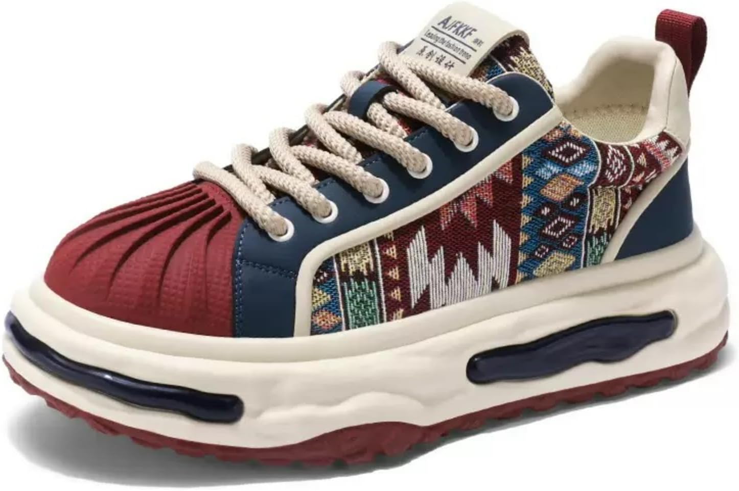 

MACEFIL Массивные модные кроссовки для мужчин Повседневный уличный стиль Нескользящая платформа Удобные модные туфли для набережной, красный/синий