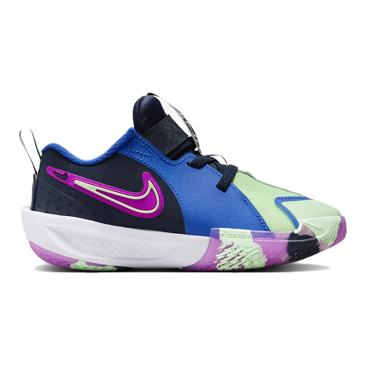 Nike Air Zoom G.T. Cut 3 Амортизирующие Износостойкие Низкие Детские Баскетбольные Кроссовки Зеленый Синий — фото 2