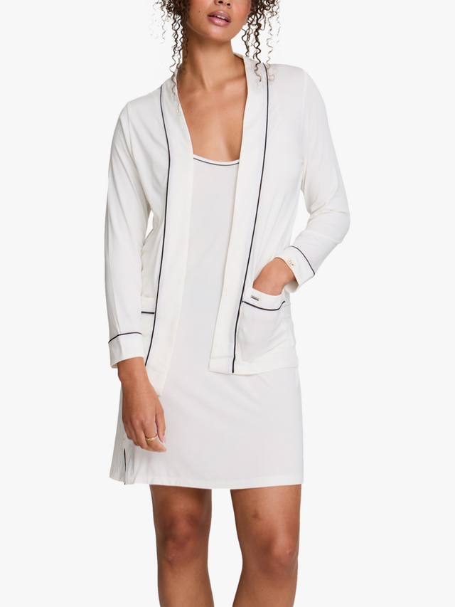 

Халат с контрастной отделкой из бамбуковой ткани Pretty You London, Cream