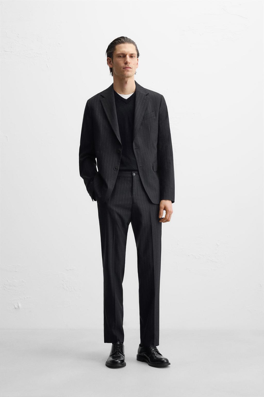 

Блейзер от костюма в тонкую полоску ZARA, темно-синий