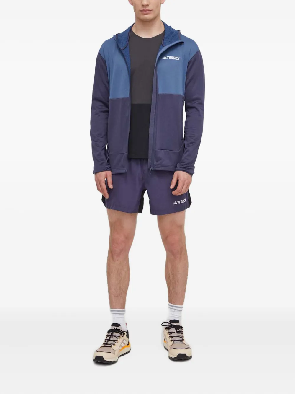 Толстовка на молнии с отделкой из разных материалов adidas, синий — фото 2