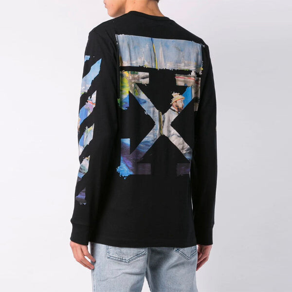 Толстовка c/o virgil abloh men's black diag arrows long sleeve t-shirt Off-White, черный — фото 2