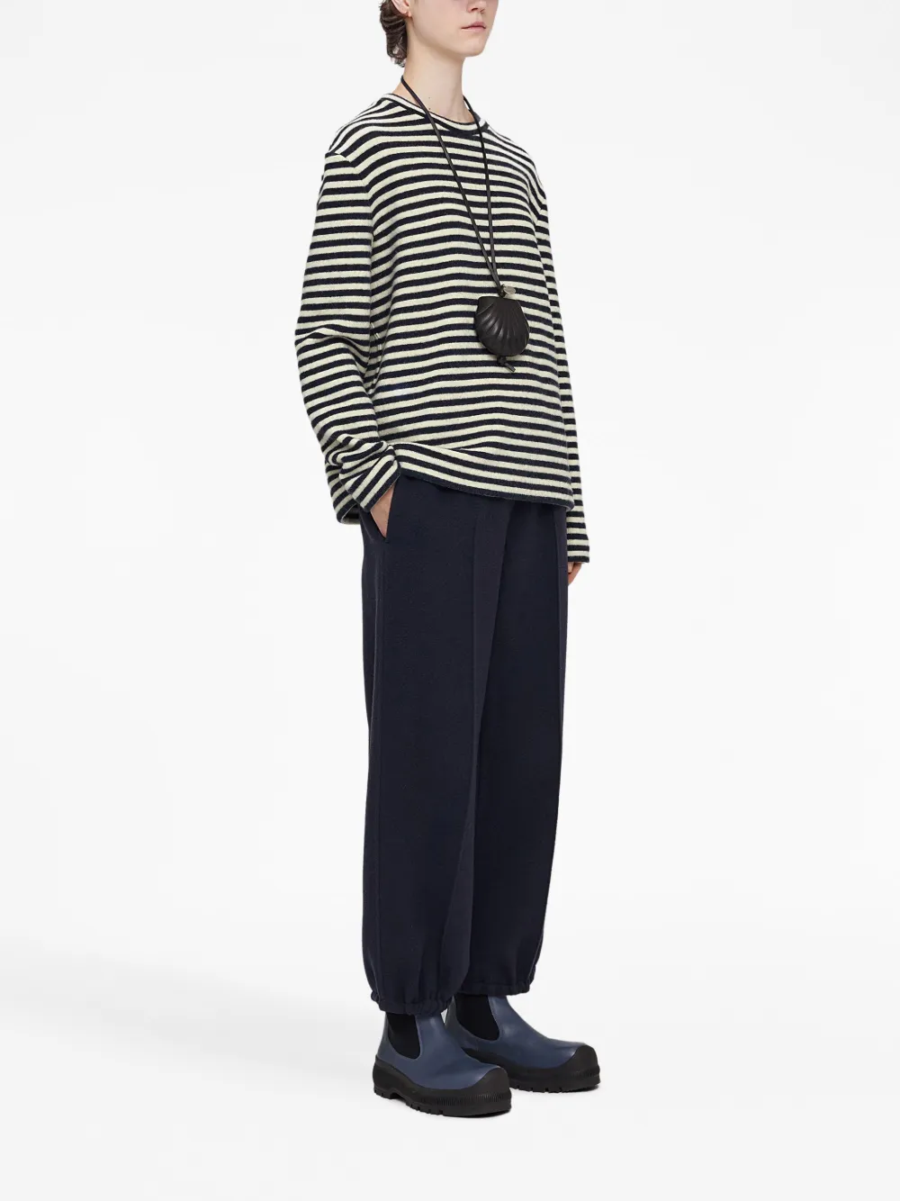 Футболка в полоску с нашивкой-логотипом JIL SANDER, черный — фото 3