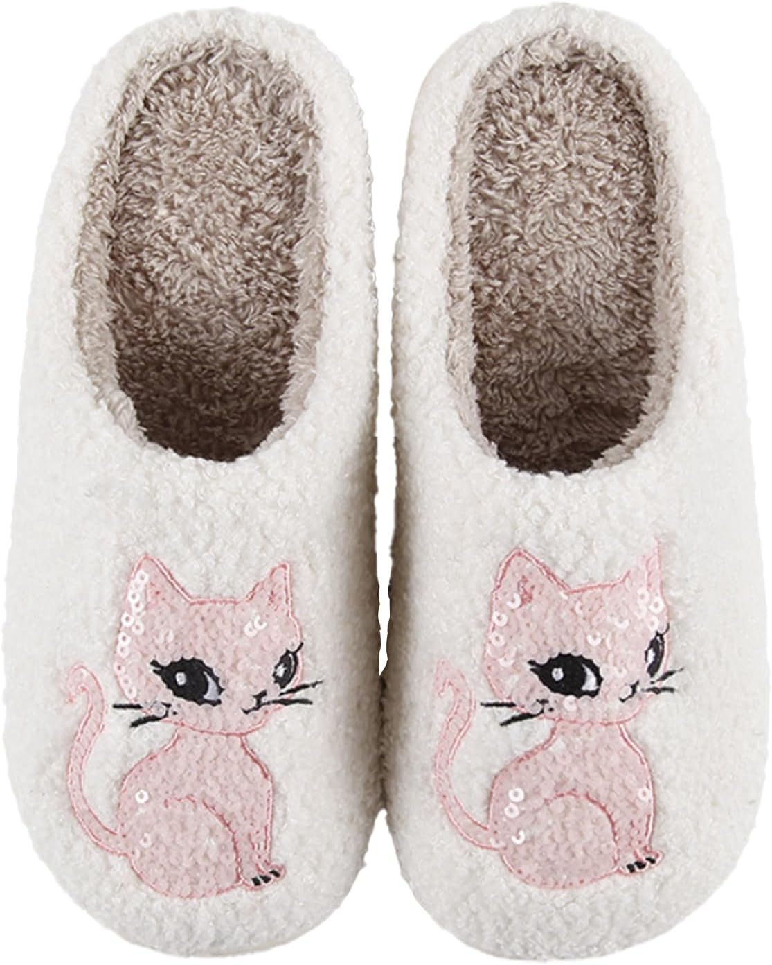 

Женские и мужские домашние тапочки с милым мультяшным дизайном, ретро, мягкие плюшевые, легкие, удобные для ношения дома и на улице, тапочки с противоскользящей подошвой Oukisam, Sparkling Cat