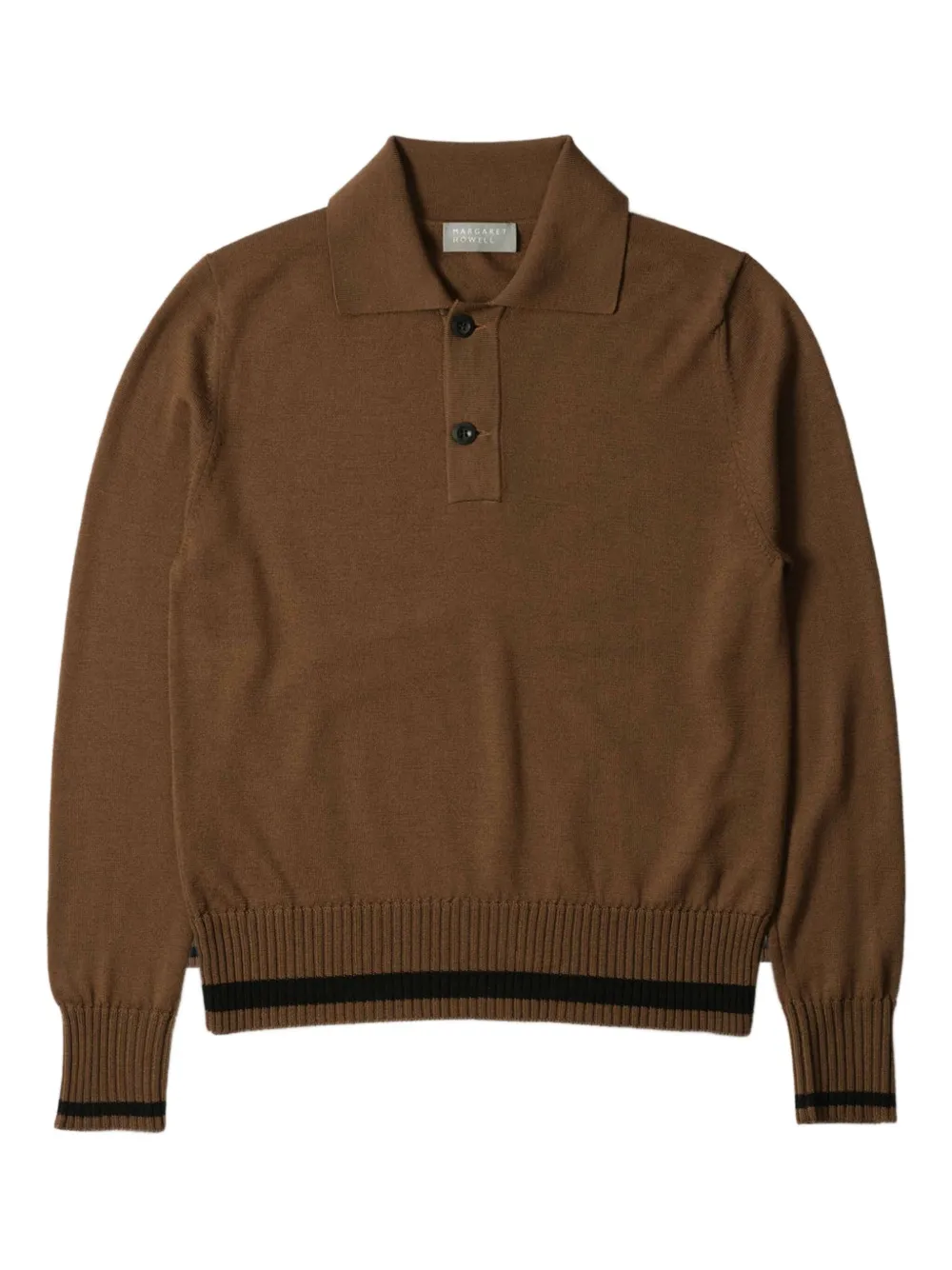 

Рубашка поло из шерсти мериноса Margaret Howell, коричневый