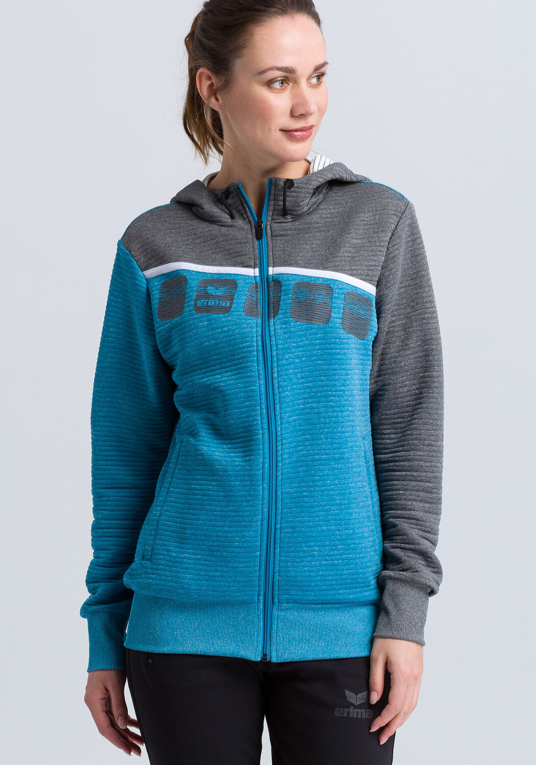 

Спортивная куртка erima 5-C, цвет oriental blue melange/grau melange/weiss