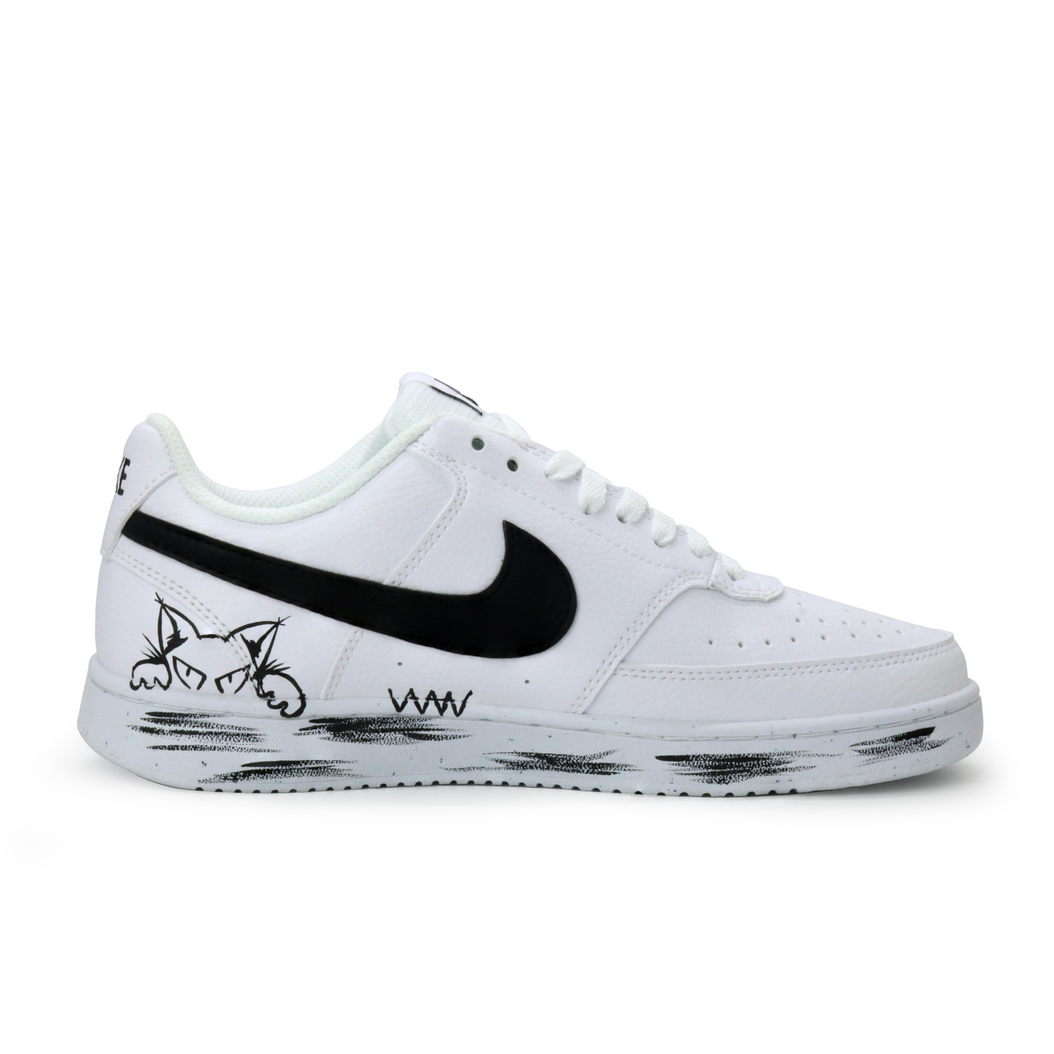 Nike Court Vision 1 Pixel Meow Coverage устойчивые к истиранию низкие кроссовки для скейтбординга мужские black — фото 3