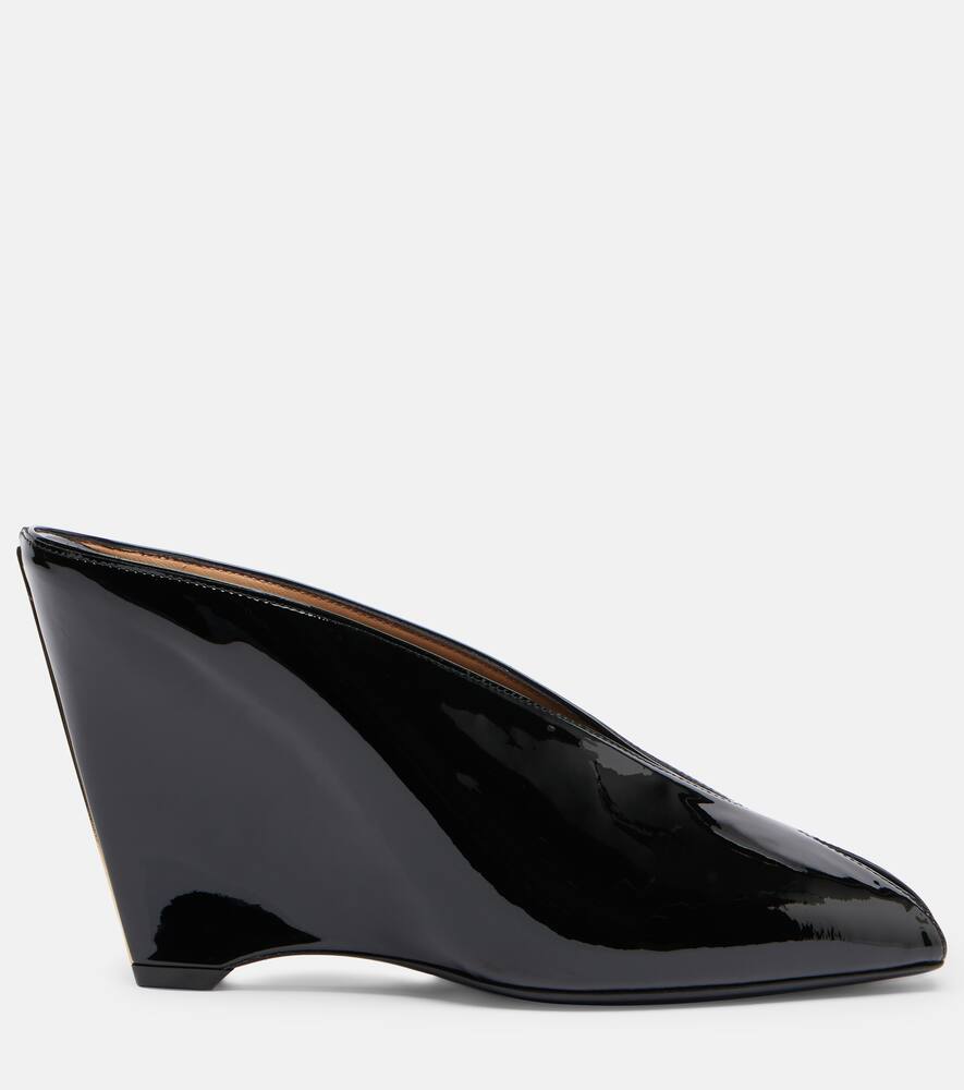 Alicia 95 мюли-танкетки из лаковой кожи Ferragamo, Nero-Biscotto-Nero — фото 4