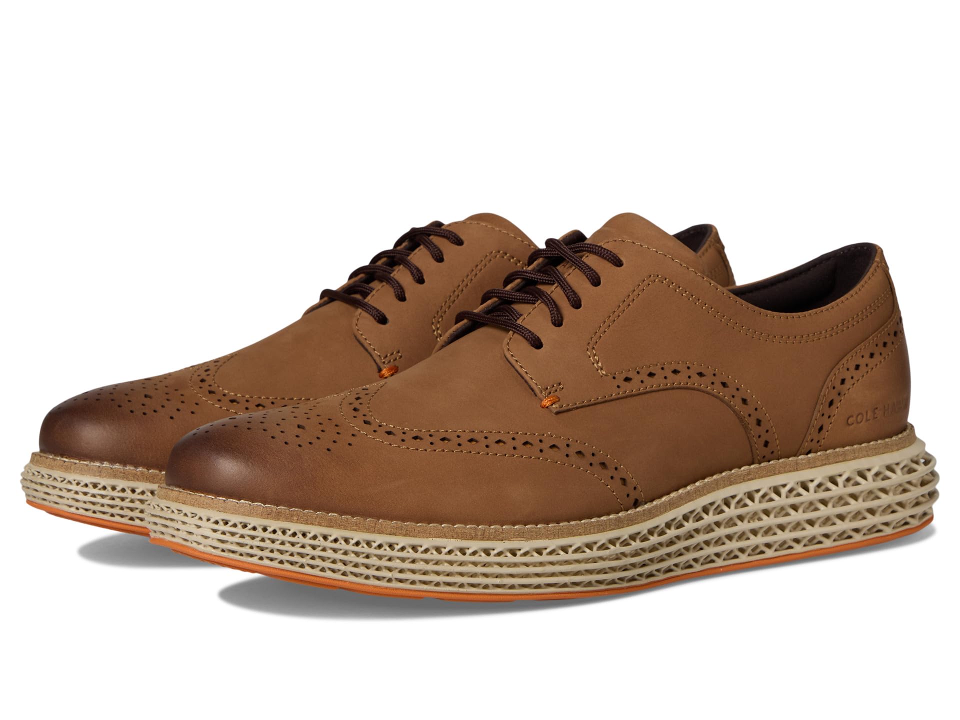 

Оксфорды Cole Haan Original Grand 2.0 Wing Tip Oxford, цвет Golden Honey Nubuck/Oat