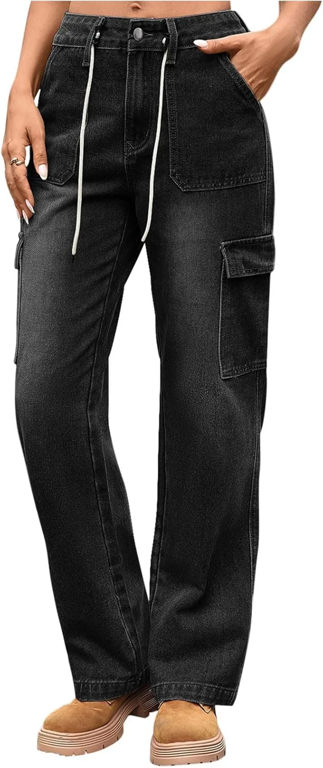 

Женские джинсы Wide Leg с карманами и прямыми штанинами