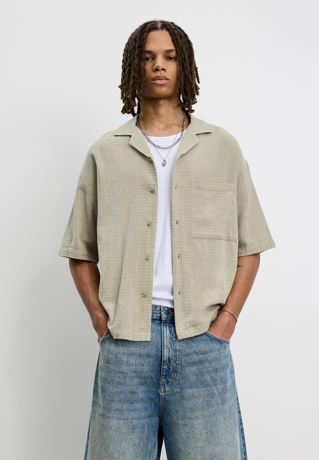 

Рубашка RUSTIC CHECK PULL&BEAR, зеленый