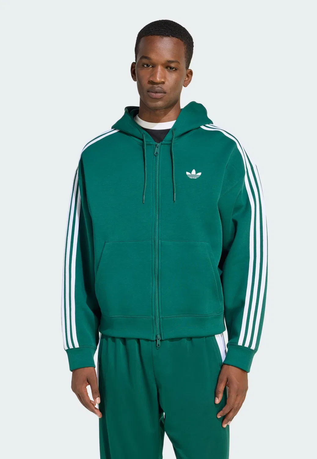 Толстовка на молнии Adidas Originals Adicolor Spacer изумрудного цвета — фото 2