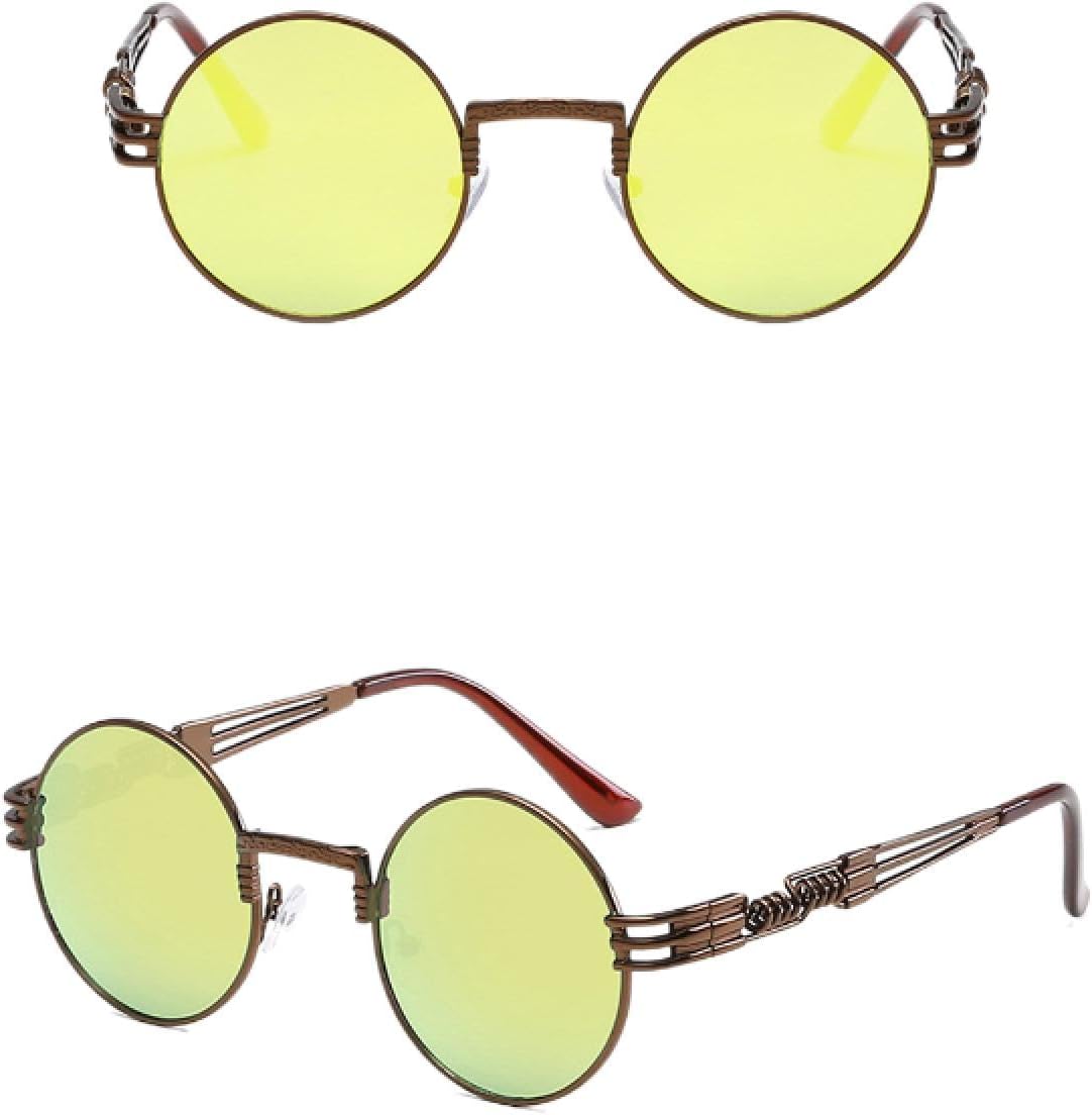 

Солнцезащитные очки с защитой от УФ-излучения UV400 | Круглые зеркальные линзы, металлический панк | Для женщин и мужчин, для занятий спортом на открытом воздухе и вождения DSVIGF, 06-coffeeyellow