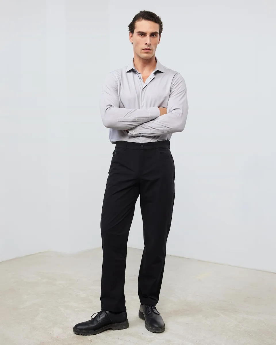 

Мужские брюки с пятью карманами, прямого кроя, черного цвета Sepiia