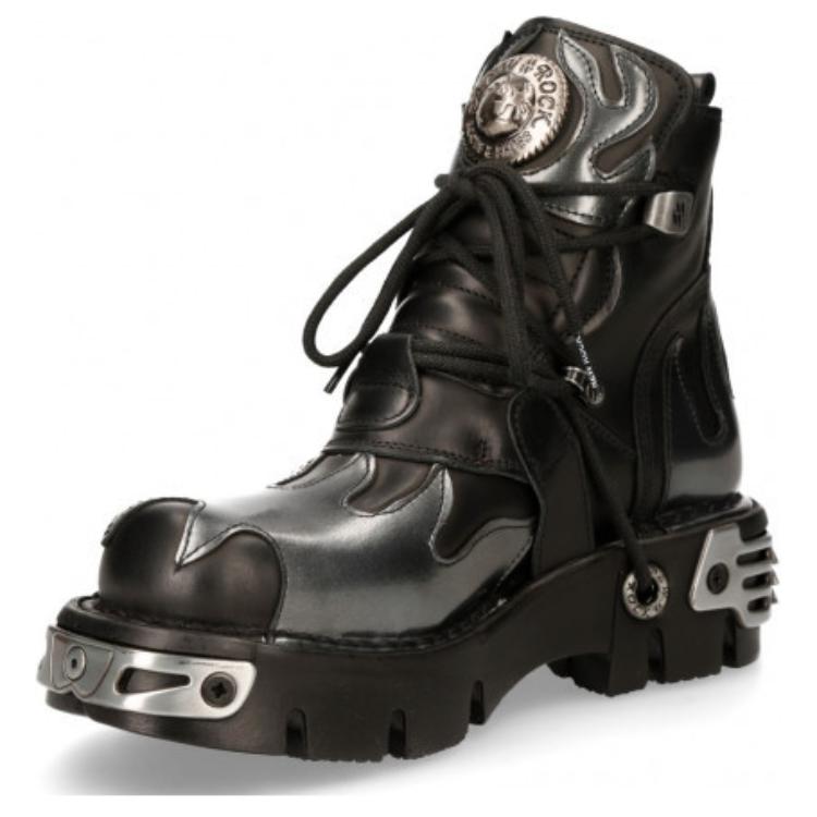 Ботинки на щиколотку 6см Unisex Black Silver NEW ROCK, черный серебряный — фото 4