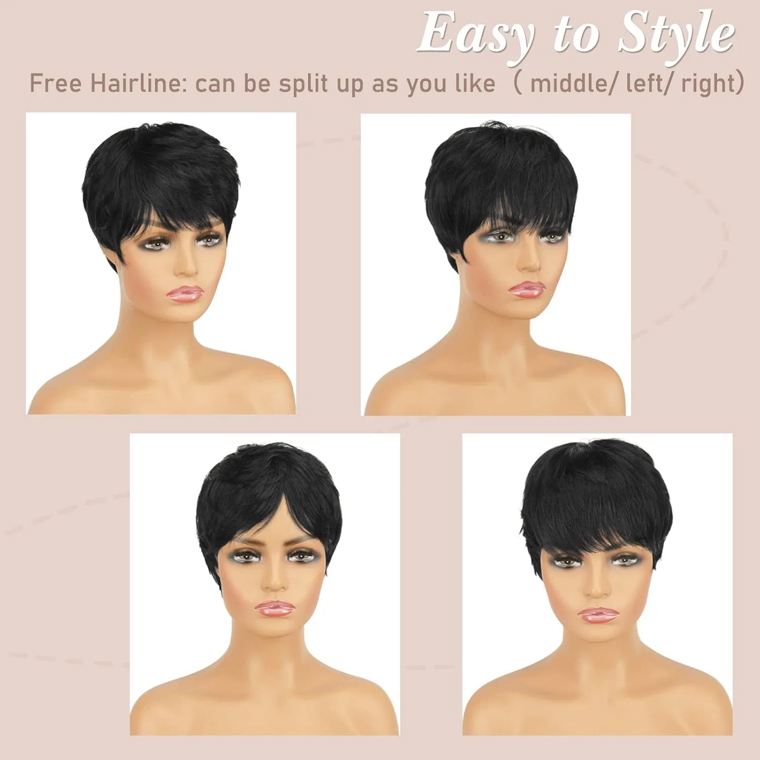 Женский парик Pixie Cut из натуральных волос RUWISS, черный Ruwiss — фото 3