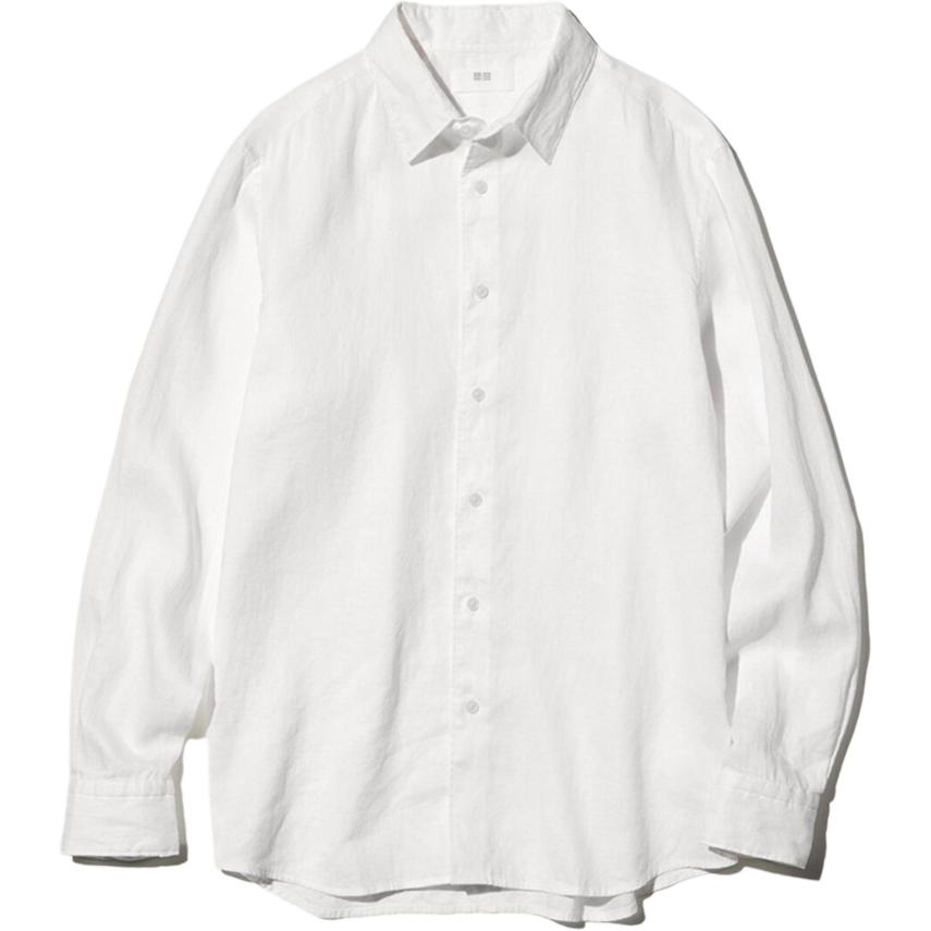 

UNIQLO SS26 Рубашка мужская белая с лацканом Moderate