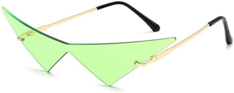 

Большие треугольные солнцезащитные очки-моноки для женщин, винтажные, без оправы, с прозрачными линзами цвета морской волны, модные солнцезащитные очки для мужчин MTZJH, Golden Green