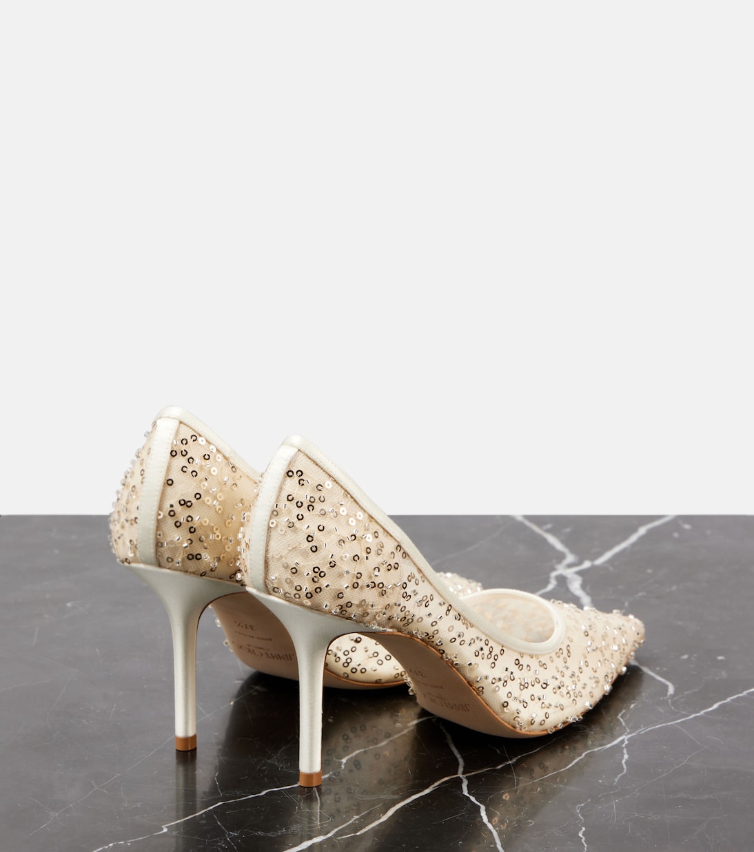 Туфли-лодочки Love 85 с сеткой и бусинами Jimmy Choo, слоновая кость — фото 2