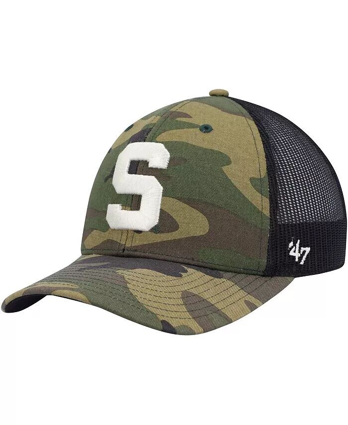 

Мужская кепка Trucker Snapback с камуфляжным принтом, черная, штат Мичиган, команда Spartans Team с логотипом '47 Brand