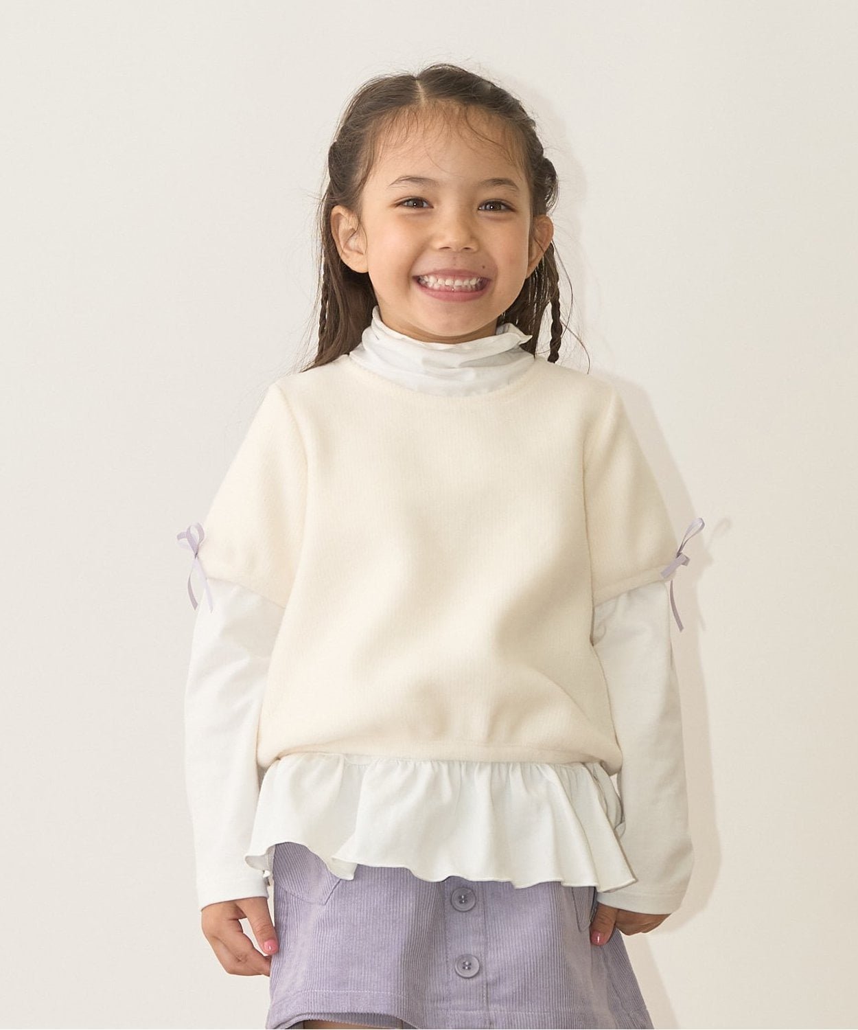Пушистая, ворсистая блузка с короткими рукавами Lycee mine, Off white