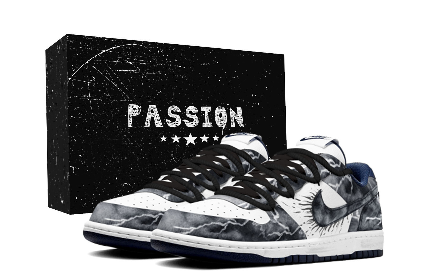 

Nike Big Cloud Ink Realm, Box Износостойкие низкие скейтбордные кроссовки унисекс, черный с белым