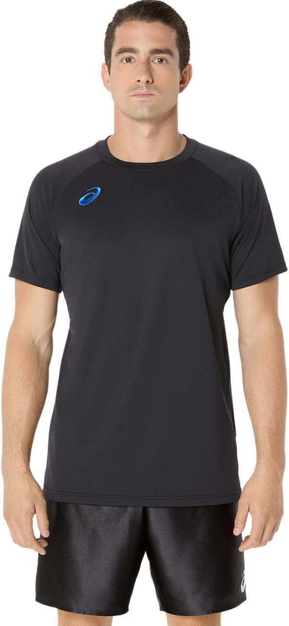 

Футболка для тренировок по волейболу ASICS с коротким рукавом (большой логотип на спине) 2053A212, унисекс, для взрослых, черный/синий