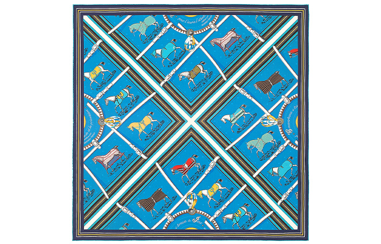 

HERMES Шелковый шарф женский, синие/черный