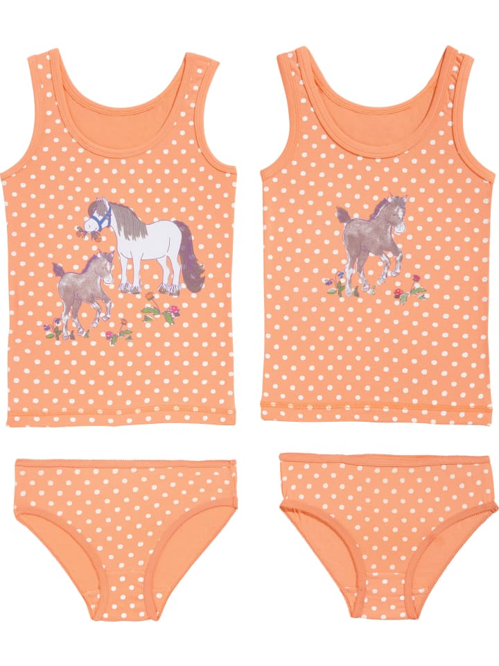 

Erwin Müller Комплект детского нижнего белья из хлопка, трикотажное полотно, 4 предмета, абрикосово-белый цвет