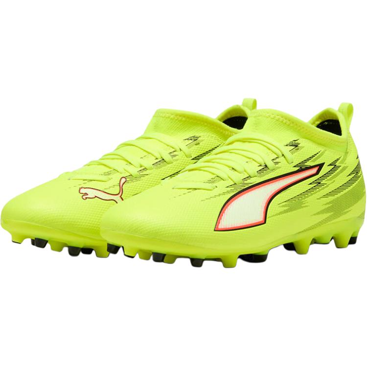 Puma Детские футбольные бутсы ULTRA 6 с противоскользящим покрытием, низкие, неоново-желтого цвета — фото 4