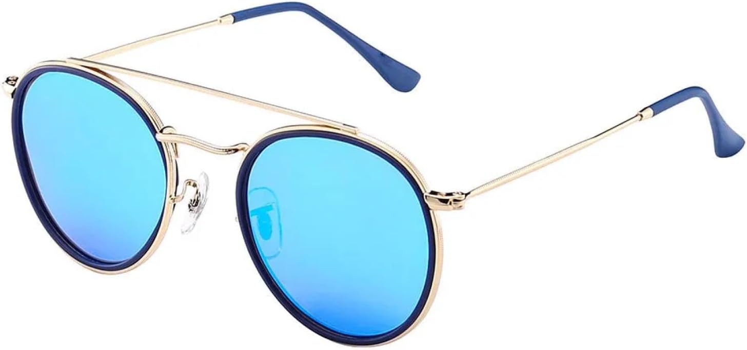 

Солнцезащитные очки с защитой от УФ-излучения UV400 | Круглая металлическая оправа для мужчин и женщин | Линзы конфетных цветов для занятий спортом на открытом воздухе и вождения DSVIGF, C1 Gold Blue