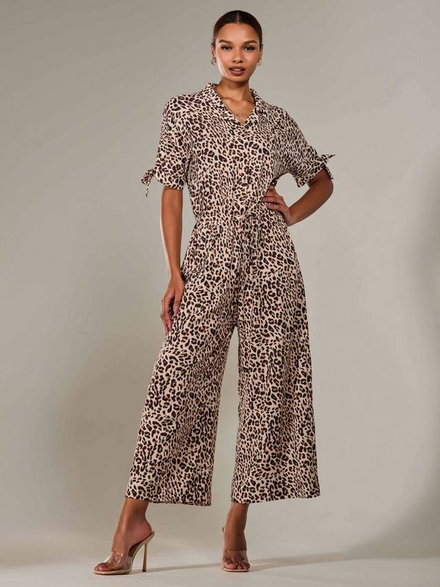 

Комбинезон с леопардовым принтом и широкими брючинами Jolie Moi, Multi