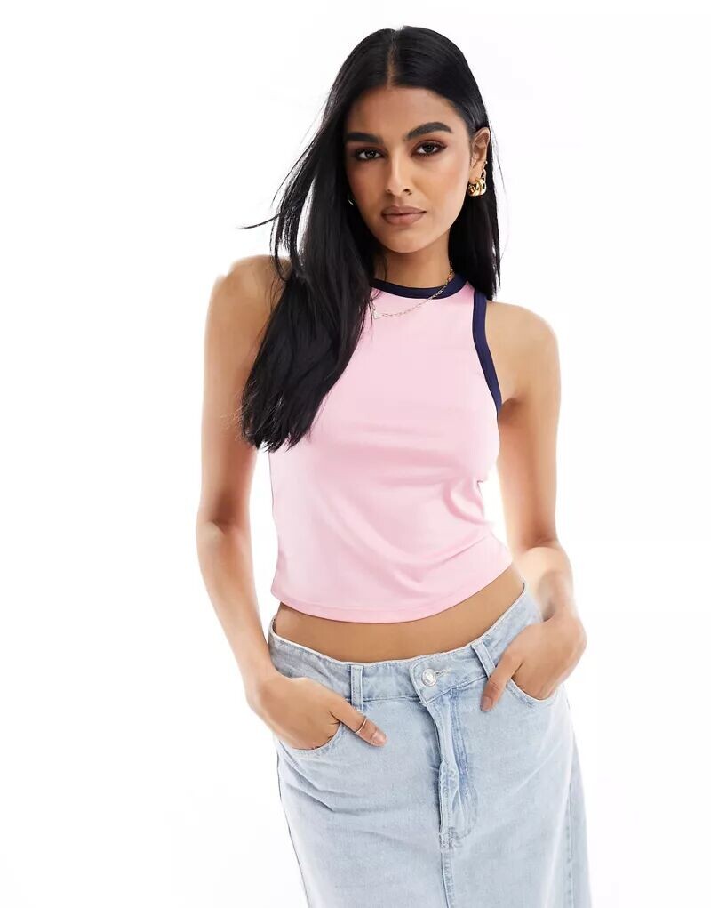 

Vero Moda – спортивная майка розового цвета с контрастной отделкой, Серый, Vero Moda – спортивная майка розового цвета с контрастной отделкой