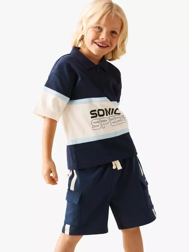 Детская футболка-поло Kids' x Sonic Blocked, темно-синяя Angel & Rocket — фото 2